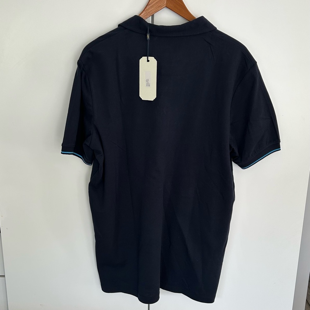 Lloyd and Jefferson Men’s Navy Polo with Teal Accents - Picture 3 of 10